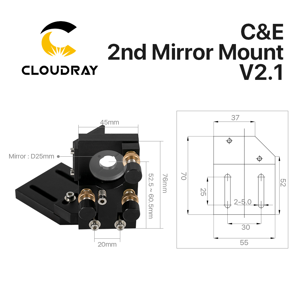 Cloudray CO2 Black Second Lase - Co2 Laser Mirror ulasan dan harga