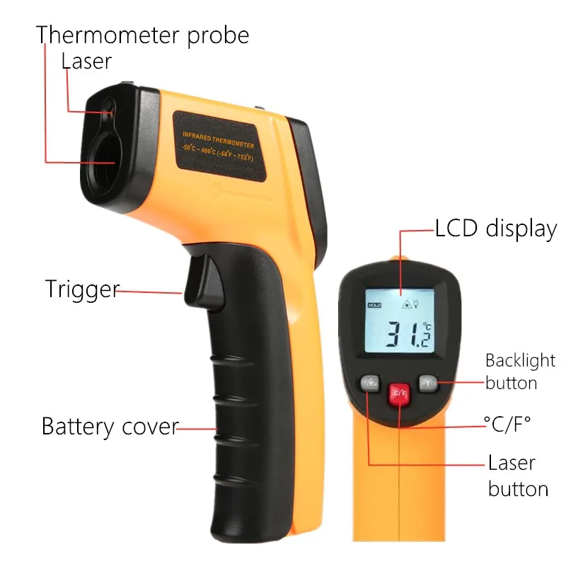 Digital Infrared Thermometer N - Industrial Laser Thermometer ulasan dan harga