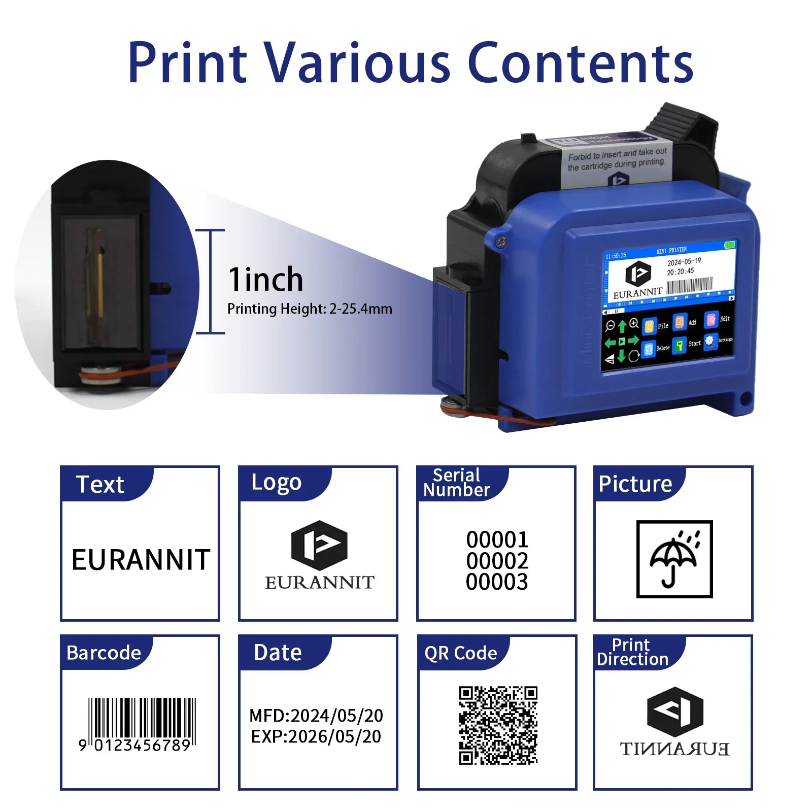 EURANNIT E11 25.4mm/1 inch Por - Industrial Laser Printing Machine ulasan dan harga