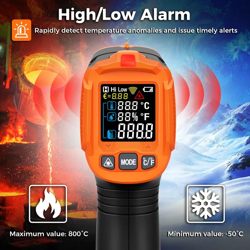 -50~380C Infrared Thermometer  - Industrial Laser Temperature ulasan dan harga